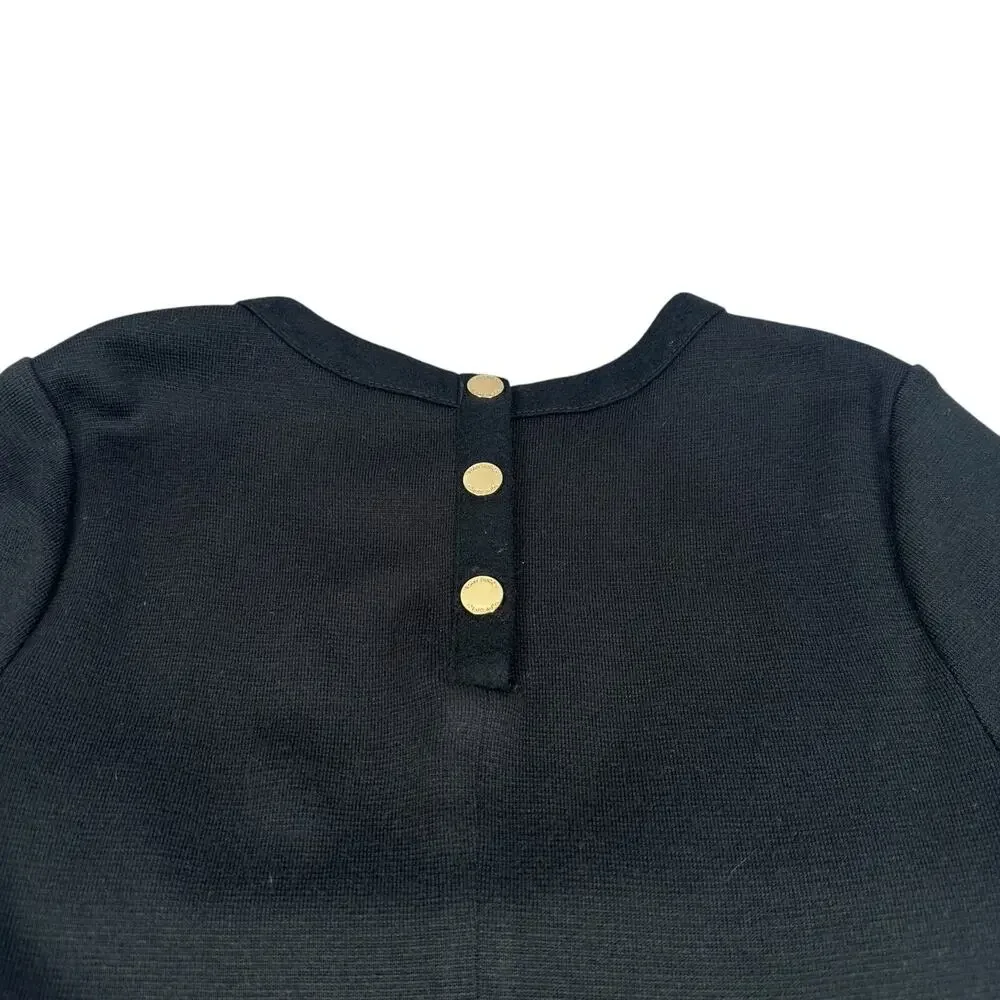 Tory Burch Anthea‎ Wool Dress Women’s Small Black Front Pockets Short Sleeve
